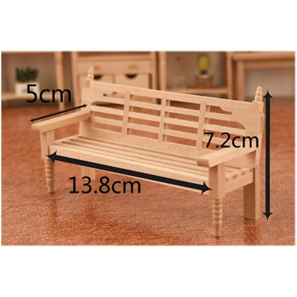 Panca in legno 1:12 per casa delle bambole, accessorio decorativo miniatura Uterui