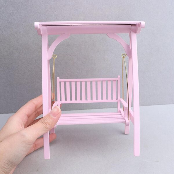 1:12 Mini-Hölzerne Verandaschaukel für Puppenhaus-Gartendekoration