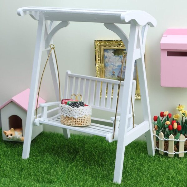 1:12 Mini-Hölzerne Verandaschaukel für Puppenhaus-Gartendekoration