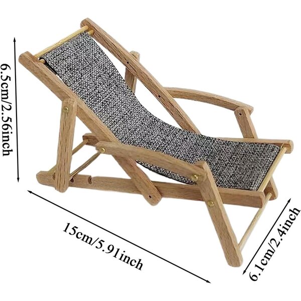 Mini Poltrona Spiaggia in Legno per Case delle Bambole - Decorazione Realistica e Artistica