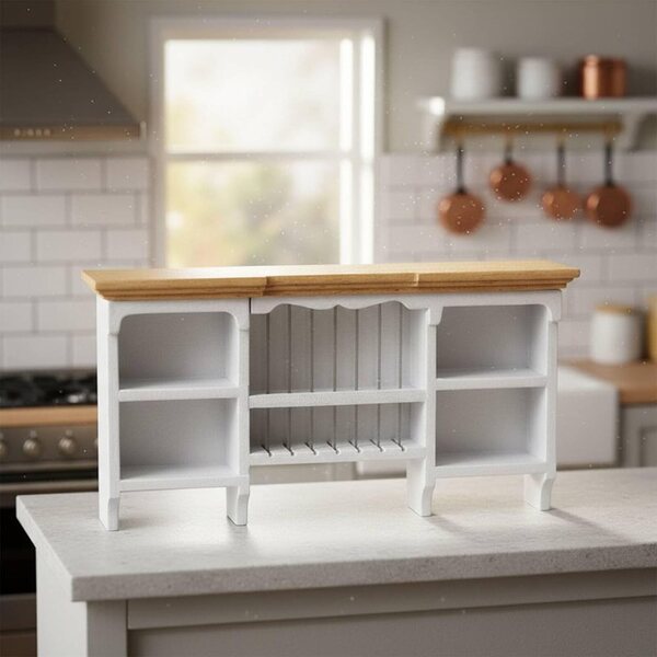 Pensile da Cucina in Legno per Casa delle Bambole 1:12 - Scaffale Realistico Grigio