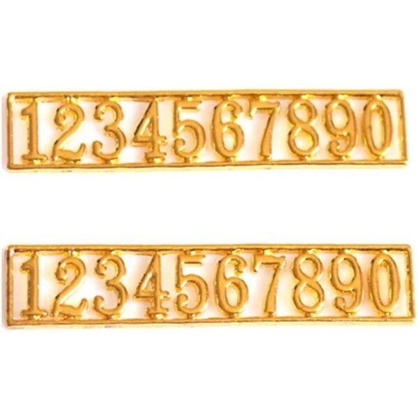 Set Vintage-Miniaturzahlen für Puppenhaustür 1/12 aus goldfarbenem Metall