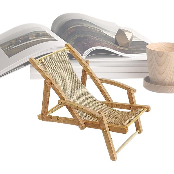 Mini sedia da spiaggia in legno per casa delle bambole, decorazione artigianale