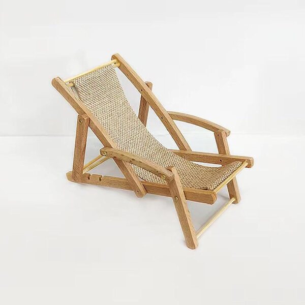 Mini sedia da spiaggia in legno per casa delle bambole, decorazione artigianale