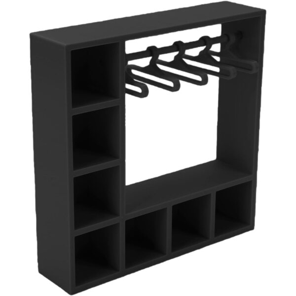 Armadio per Bambole con 10 Grucce in Plastica Nero - Organizer Accessori Bambole