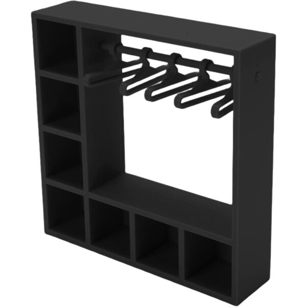 Armadio per Bambole con 10 Grucce in Plastica Nero - Organizer Accessori Bambole