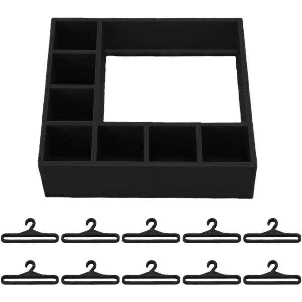 Armadio per Bambole con 10 Grucce in Plastica Nero - Organizer Accessori Bambole