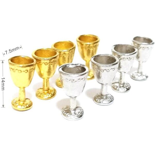 Set mit 8 Miniaturgläsern 1:12 für Puppenhäuser – Metallzubehör