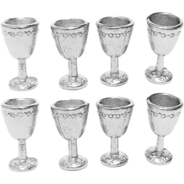 Set mit 8 Miniaturgläsern 1:12 für Puppenhäuser – Metallzubehör