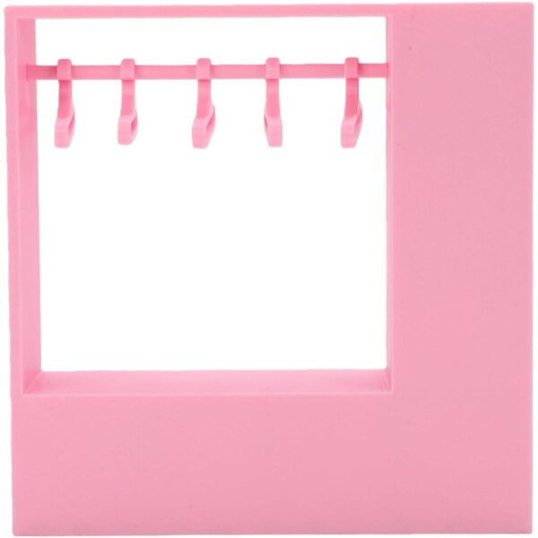 Guardaroba per Bambole con 10 Grucce e Espositore in Plastica Rosa per Accessori