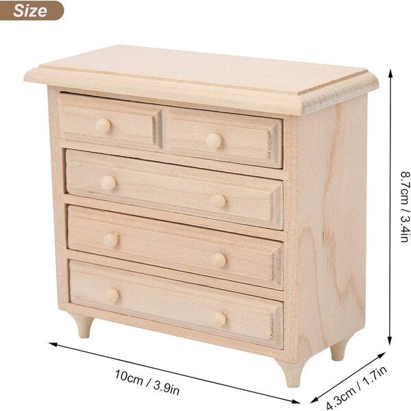 Armadio in legno per casa delle bambole scala 1:12, miniatura artigianale 10x8,7x4,3 cm