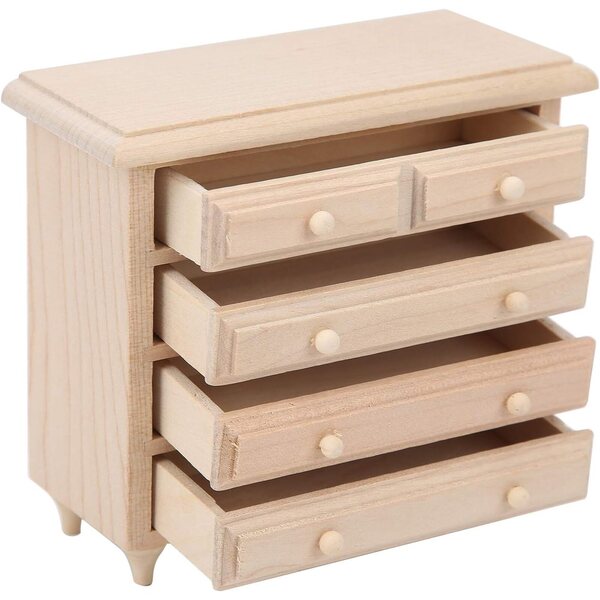 Armadio in legno per casa delle bambole scala 1:12, miniatura artigianale 10x8,7x4,3 cm