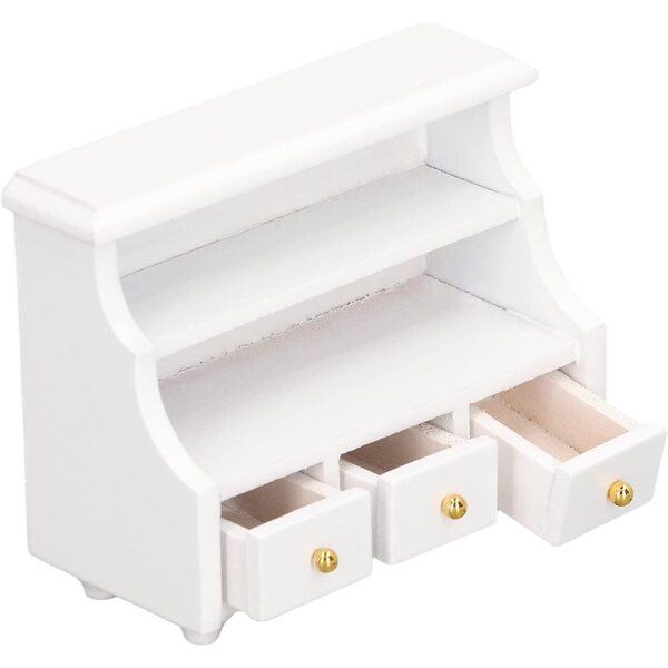 Mini-Badezimmerschrank aus weißem Holz für Puppenhaus im Maßstab 1:12