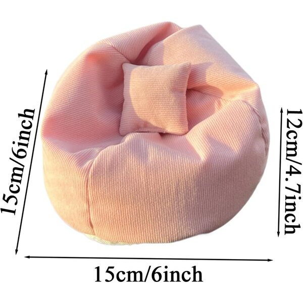 15 cm Puppenstuhl aus blauem, lila und rosa Stoff – Puppenhaus-Accessoire