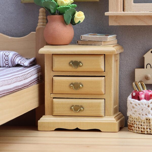 1:12 Mini-Kleiderschrank aus schwarzem Holz für Puppenhaus, Vintage-Doppeltür