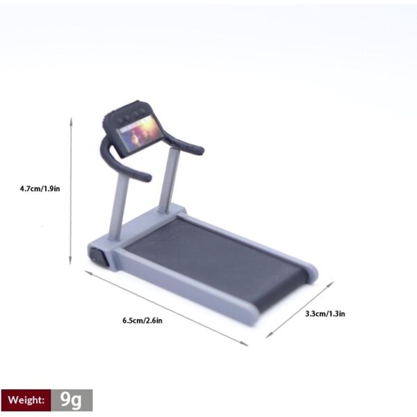Mini-Puppenhaus 1:12 Fitnessgeräte, Laufband und Langhantel