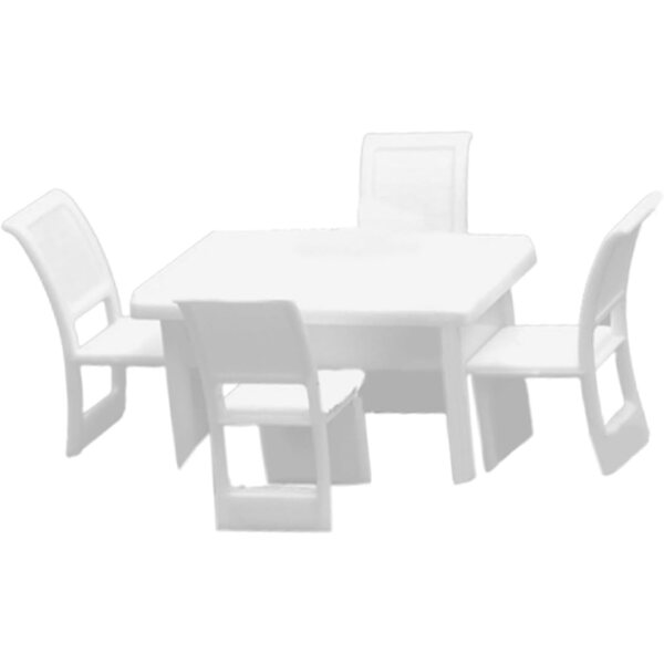 Miniaturmöbelset 1:50 Tisch und 4 Stühle für Puppenhäuser und Landschaften