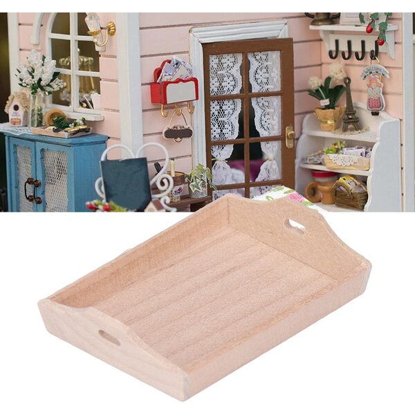 Kikumi Vassoio Miniatura per Casa delle Bambole 1:12 in Legno di Betulla