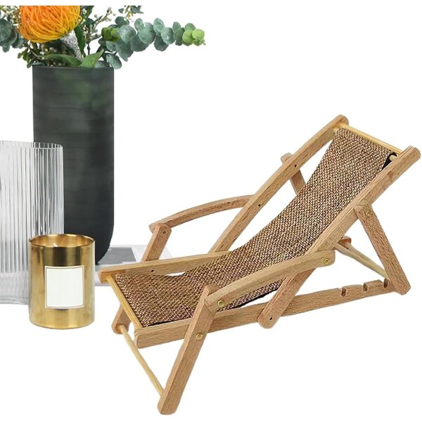 Mini sedia da spiaggia in legno 15x6,1x6,5 cm, mobili decorativi per casa delle bambole