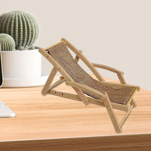 Mini sedia da spiaggia in legno 15x6,1x6,5 cm, mobili decorativi per casa delle bambole