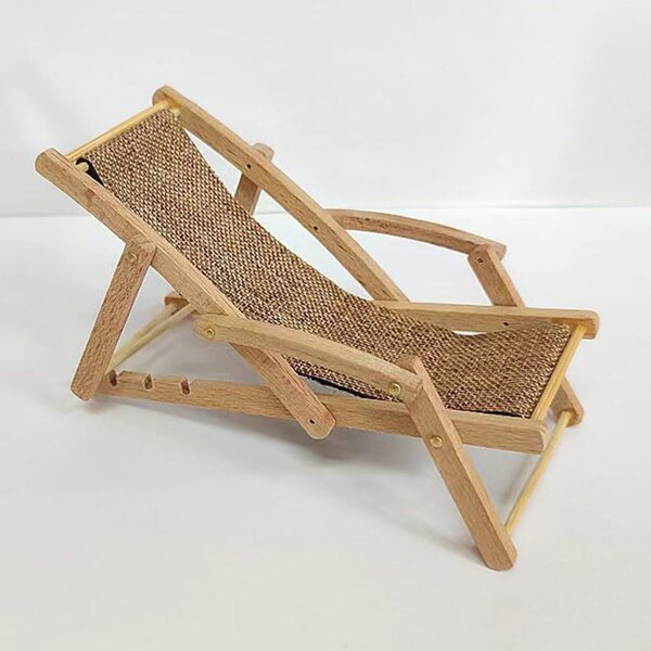 Mini sedia da spiaggia in legno 15x6,1x6,5 cm, mobili decorativi per casa delle bambole