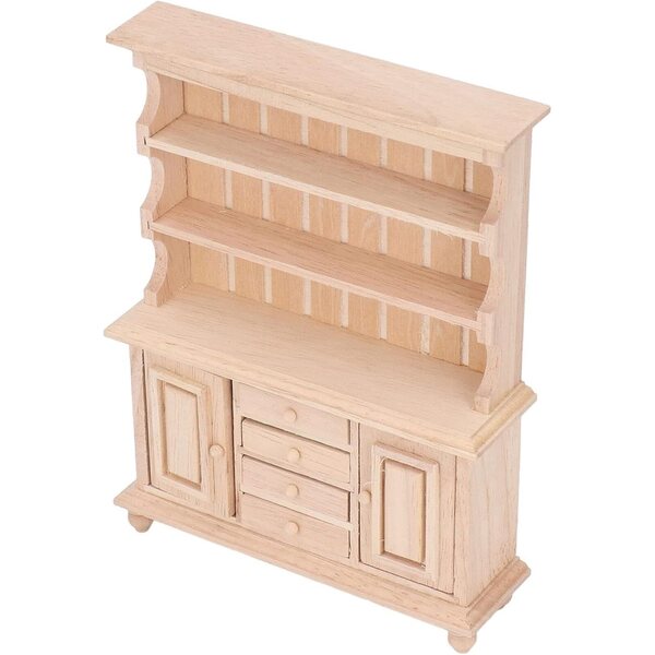 Rustikaler Holzschrank für ein Puppenhaus im Maßstab 1:12, detailliertes Bücherregal und perfektes Geschenk