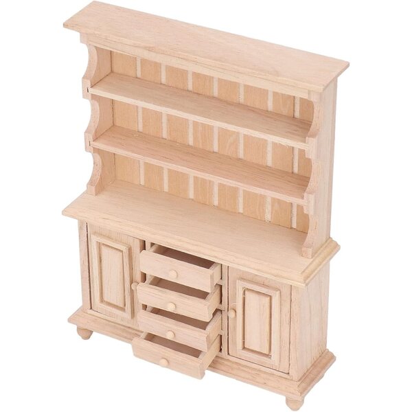 Rustikaler Holzschrank für ein Puppenhaus im Maßstab 1:12, detailliertes Bücherregal und perfektes Geschenk