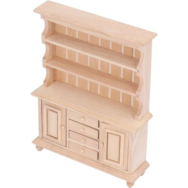 Rustikaler Holzschrank für ein Puppenhaus im Maßstab 1:12, detailliertes Bücherregal und perfektes Geschenk