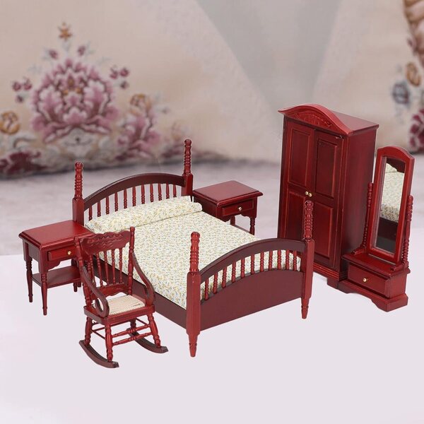 Set mobili per casa delle bambole 1:12 in legno di betulla, stile vintage retrò