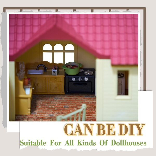 1:12 Selbstklebender Bodenbelag für Puppenhaus, 6 hochwertige Dekorbögen