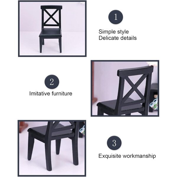 Sedia in legno miniatura betulla stile classico per casa delle bambole 1:12
