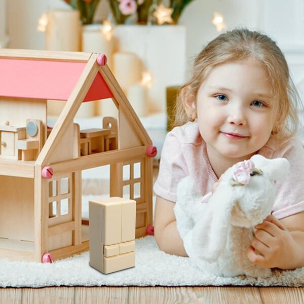 1:12 Byuexhp Doppeltür-Spielzeugkühlschrank für Puppenhaus, realistisch und kreativ