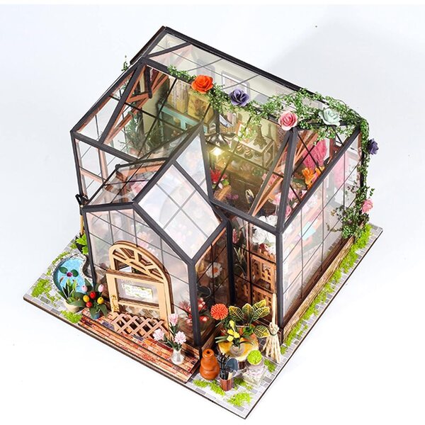 1:24 Miniatur-Puppenhaus-Bausatz mit LED-Lichtern und realistischen Details