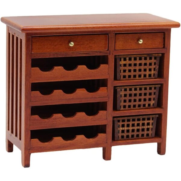 Mini Armadio in Legno 1:12 Mobili Miniatura Vintage Rosso Scuro per Casa delle Bambole