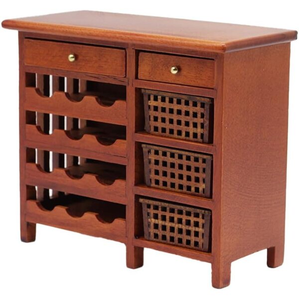 Mini Armadio in Legno 1:12 Mobili Miniatura Vintage Rosso Scuro per Casa delle Bambole