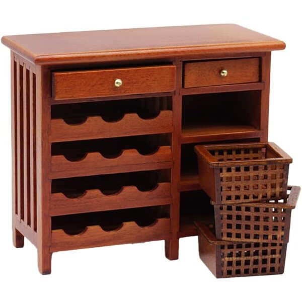 Mini Armadio in Legno 1:12 Mobili Miniatura Vintage Rosso Scuro per Casa delle Bambole