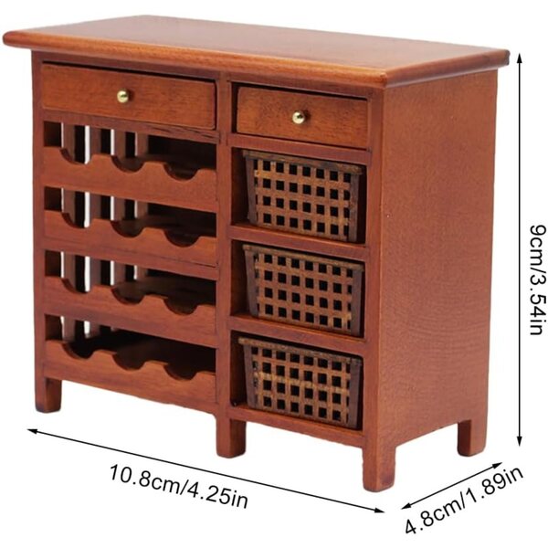 Mini Armadio in Legno 1:12 Mobili Miniatura Vintage Rosso Scuro per Casa delle Bambole