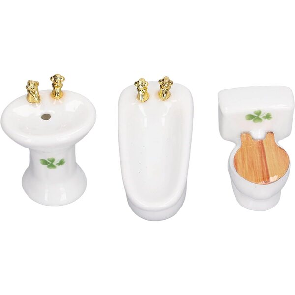 Set 3 Stück Badezimmer Puppenhaus 1:24 Badewanne, WC, Waschbecken Miniatur realistisch