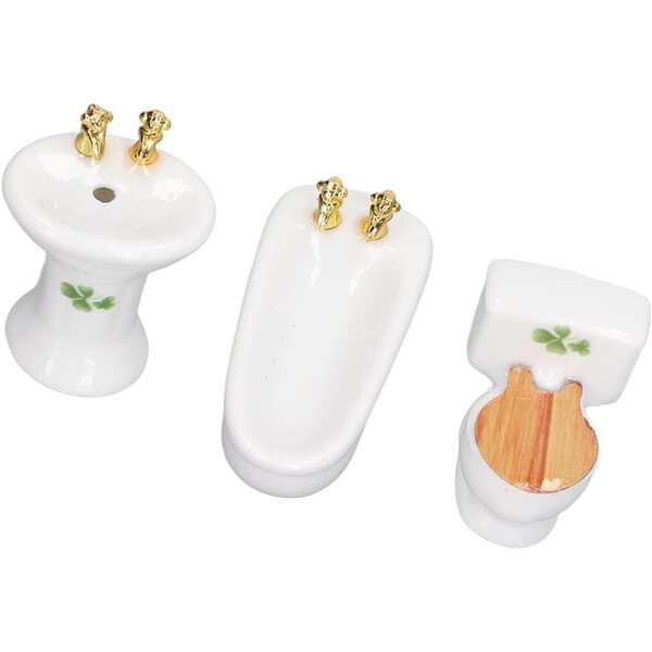 Set 3 Stück Badezimmer Puppenhaus 1:24 Badewanne, WC, Waschbecken Miniatur realistisch