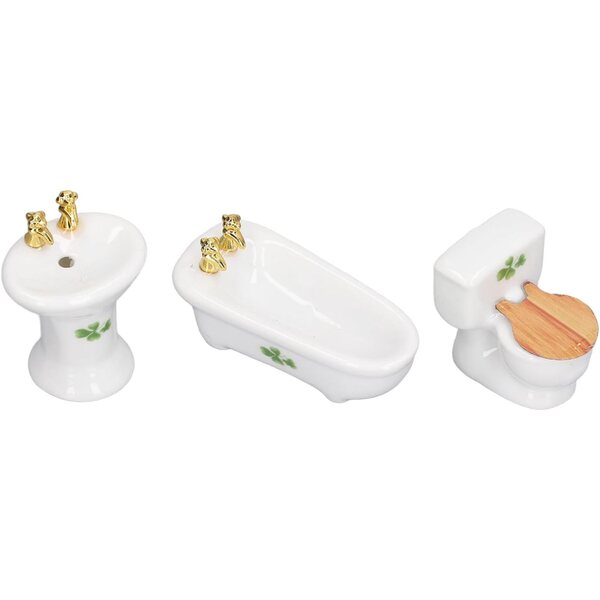 Set 3 Stück Badezimmer Puppenhaus 1:24 Badewanne, WC, Waschbecken Miniatur realistisch