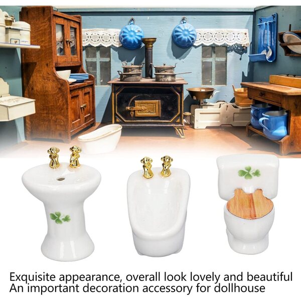 Set 3 Stück Badezimmer Puppenhaus 1:24 Badewanne, WC, Waschbecken Miniatur realistisch