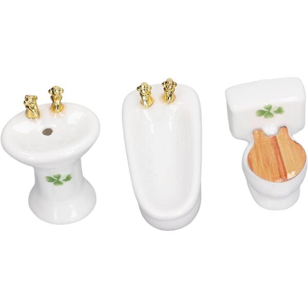 Set 3 Stück Badezimmer Puppenhaus 1:24 Badewanne, WC, Waschbecken Miniatur realistisch