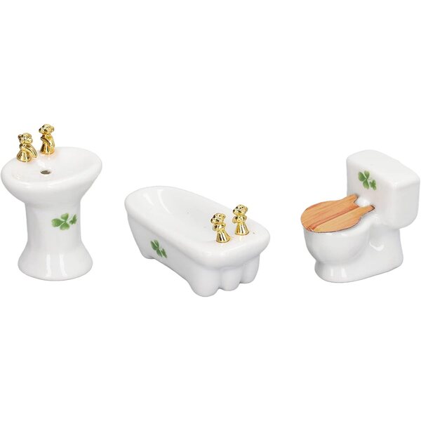 Set 3 Stück Badezimmer Puppenhaus 1:24 Badewanne, WC, Waschbecken Miniatur realistisch