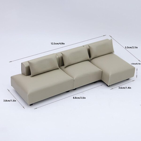 Miniatur-Sofa für Puppenhaus TTETTZ, realistisches und kompaktes Design, Grau