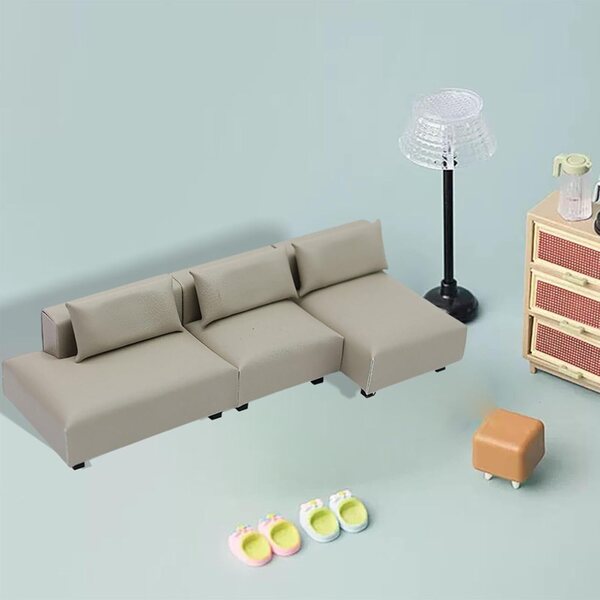 Miniatur-Sofa für Puppenhaus TTETTZ, realistisches und kompaktes Design, Grau