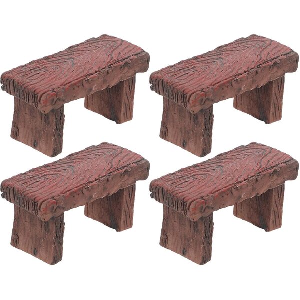 Yardenfun 4 Mini-Vintage-Harzbänke für Mikrolandschaften und Puppenhäuser