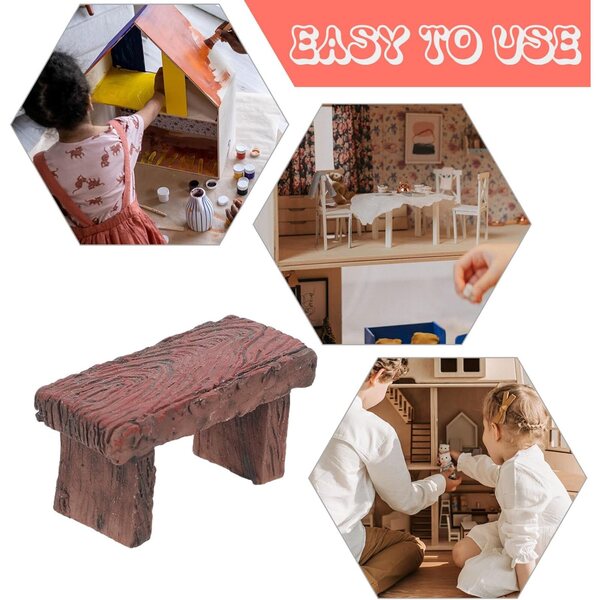 Yardenfun 4 Mini Panche Vintage in Resina per Micro Paesaggi e Case delle Bambole