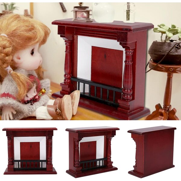 Caminetto in Miniatura in Legno di Rosa Scala 1:12 per Casa delle Bambole
