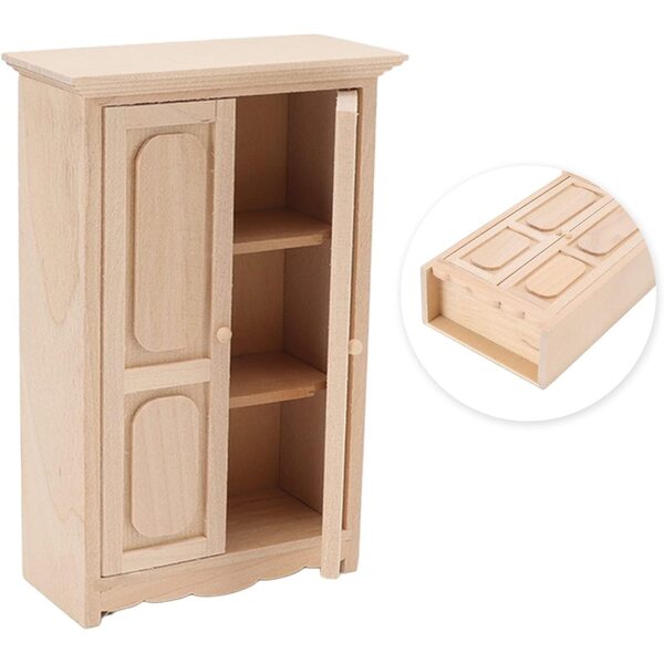 1:12 Doppeltür-Kleiderschrank aus Birkenholz für Masyrt-Puppenhaus