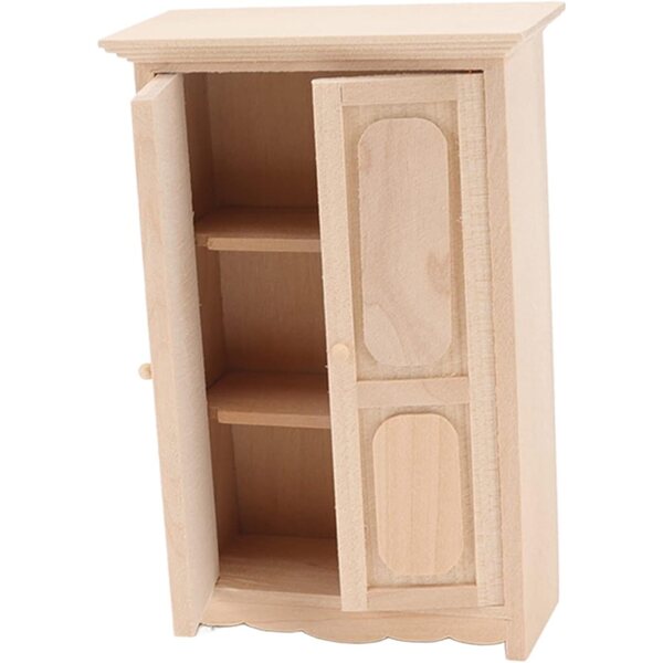 1:12 Doppeltür-Kleiderschrank aus Birkenholz für Masyrt-Puppenhaus